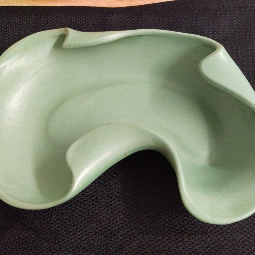 MCM Redwing art pottery freeform ceramic bowl.